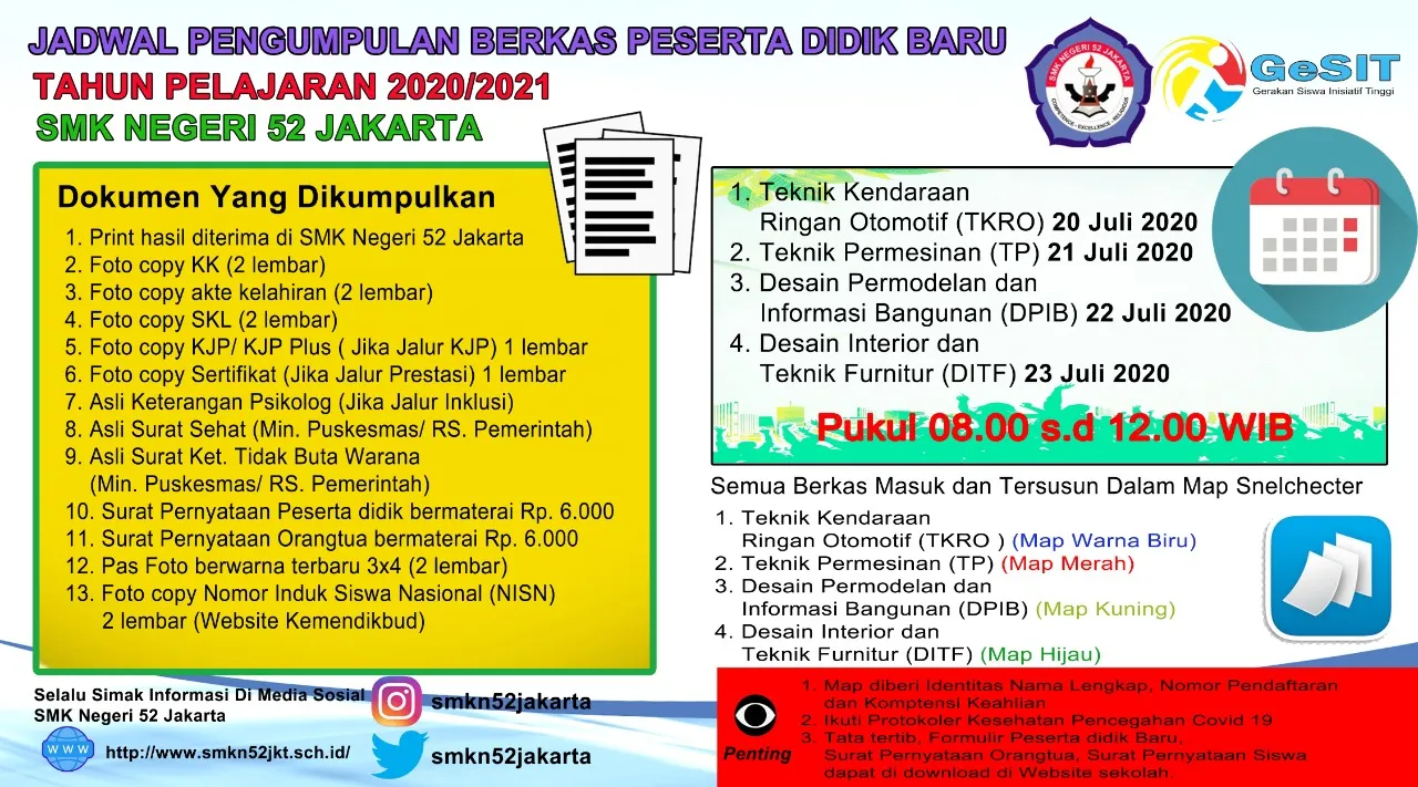 Informasi Pengumpulan Berkas CPDB SMK Negeri 52 Jakarta Tahun 2020/2021 ...